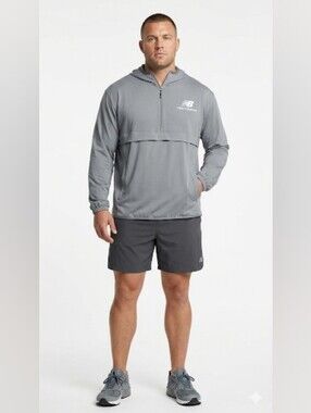 New Balance Light Gray Half-Zip Hooded Pullover XL
